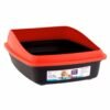 BANDEJA PARA GATO GRIS C/BORDE ROJO, 22"x16"