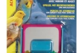 JUGUETE AVE ESPEJO CON POSADRO PARA JAULAS