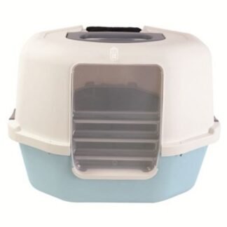 SANITARIO PARA GATO Azul con Blanco