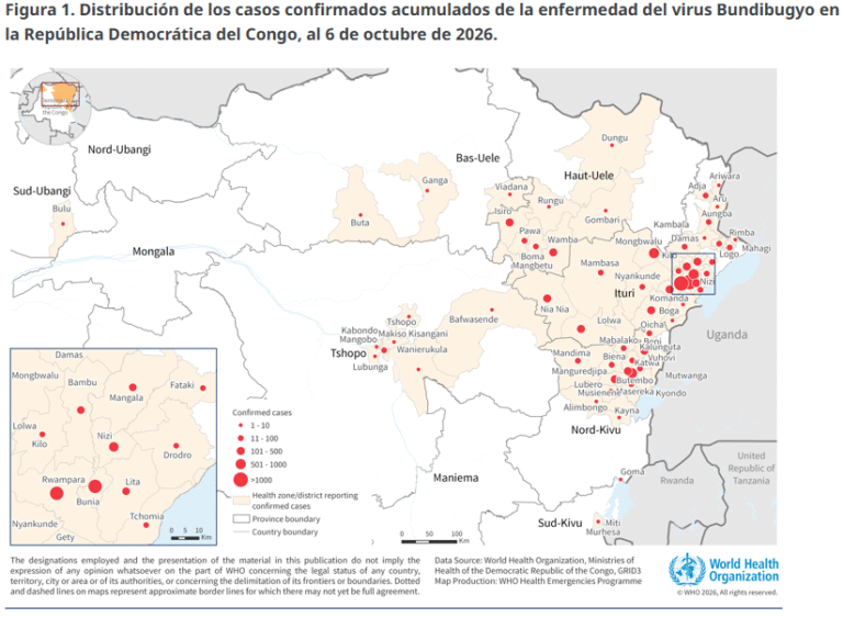 OMS Alerta sobre la Elevada Mortalidad y Expansión del Brote de Ébola en la República Democrática del Congo
